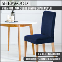 Sherwood Premium Faux Suede Dining Chair Cover Dark Blue 1 seater