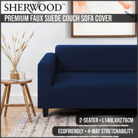 Sherwood Home Premium Suede Sofa Cover Dark Blue 2 Seater