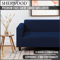 Sherwood Home Premium Faux Suede Royal Navy 3 Seater Couch Sofa Cover