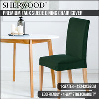 Sherwood Premium Faux Suede Dining Chair Cover Forest Green 1 seater