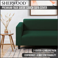 Sherwood Home Premium Faux Suede Eden Green 2 Seater Couch Sofa Cover