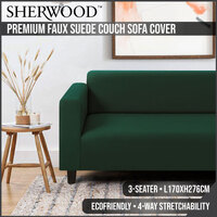 Sherwood Home Premium Faux Suede Eden Green 3 Seater Couch Sofa Cover
