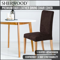 Sherwood Home Premium Faux Leather Dark Brown Dining Chair Cover