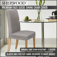 Sherwood Premium Faux Suede Silver Dining Chair Cover