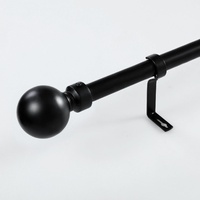 Home Living Extendable Curtain Rod Set Pole Black Rail Ball Finial Rods 120 210Cm/ 160 300Cm