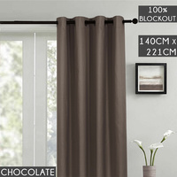 Home Living Chocolate 100% Blockout Brown 6 Eyelet Printed Dark Blackout 3 Pass Curtains