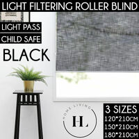 Home Living Faux Linen Roller Blind Black 180*210Cm