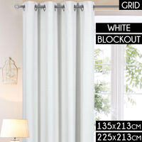 Home Living Grid Patterned 100% Blockout Curtains Metal Eyelet Blackout 3 Pass Curtain 213Cm