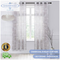 Sherwood Home Lily Stone Eyelet Curtain 140x223cm