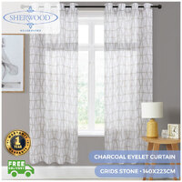 Sherwood Home Grids Stone Eyelet Curtain 140x223cm
