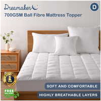 Dreamaker 700Gsm Ball Fibre Mattress Topper - Double Bed