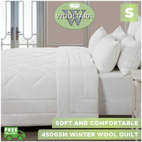 Wooltara Classic 450GSM Winter Australian Wool Quilt - Single Bed