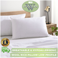 Wooltara Australian Wool Rich Pillow Low Profile - 48 x73 cm