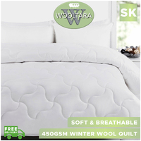 Wooltara Imperial Luxury 450GSM Washable Winter Australia Alpaca Blend Wool Quilt - Super King Bed
