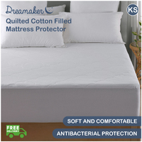Dreamaker Quilted Cotton Filled Mattress Protector - King Single Bed