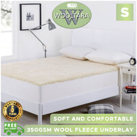 Wooltara 350Gsm Washable Alpaca Wool Fleece Underlay - Double Bed