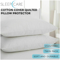 Sleepcare Cotton Cover Quilted Pillow Protector - 48 x 73cm (2 Pack)