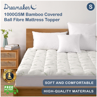 Dreamaker 1000Gsm Bamboo Covered Ball Fibre Mattress Topper - Single Bed