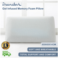 Dreamaker Gel Infused Memory Foam Pillow - 65 X 40 Cm