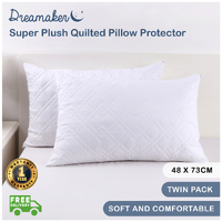 Dreamaker Super Plush Quilted Pillow Protector - 48 X 73Cm (2 Pack)