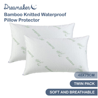 Dreamaker Bamboo Knitted Waterproof Pillow Protector - Standard 48 x 73 cm (2 Pack)