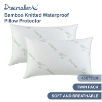 Dreamaker Bamboo Knitted Waterproof Pillow Protector - Standard 48x73cm (2 Pack)