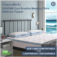 Dreamaker 800GSM Cool Breathe Memory Fibre Mattress Topper - Double Bed
