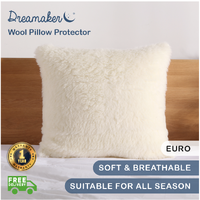 Dreamaker Wool Pillow Protector Natural European 65x65cm