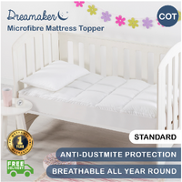 Dreamaker Baby Down Alternative Microfibre Cot Size Mattress Topper Standard