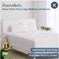 Dreamaker 1200Gsm Luxury Down Fibre Two Layer Mattress Topper - King Bed