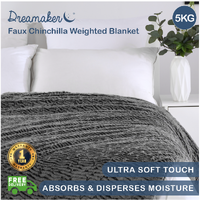 Dreamaker Luxury Faux Chinchilla Weighted Relaxing Simulated Blanket 5Kg - 122 X 183 Cm