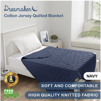 Dreamaker Cotton Jersey Quilted Blanket Navy - 130 X 170 Cm
