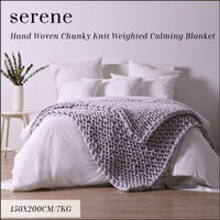 Serene Hand Woven Chunky Knit Weighted Calming Blanket Light Grey 150cmx200cm 7KG