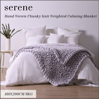 Serene Hand Woven Chunky Knit Weighted Calming Blanket Light Grey 180cmx200cm 9KG