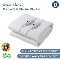 Dreamaker 100% Cotton Quilt Electric Blanket White Double Bed
