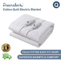Dreamaker 100% Cotton Quilt Electric Blanket White Queen Bed