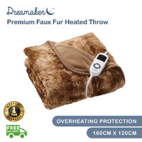 Dreamaker 500gsm Faux Fur Electric Heated Throw Blanket - Mink 160X120cm