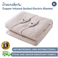 Dreamaker Copper Infused Quilted Top Electric Blanket Rose Copper King Bed 
