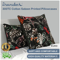 Dreamaker 300Tc Cotton Sateen Printed Euro Pillowcase Dark Jungle