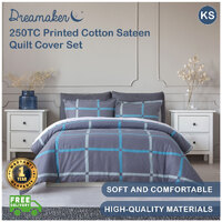 Dreamaker 250Tc Printed Cotton Sateen Quilt Cover Set King Single Bed - Flora