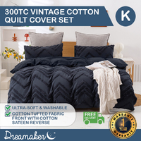 Dreamaker Cotton Vintage Washed Tufted Quilt Cover Set - Molly - King Bed 