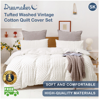Dreamaker Cotton Vintage Washed Tufted Quilt Cover Set - Evie - Super King Bed