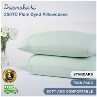 Dreamaker 250Tc Plain Dyed Standard Pillowcases - Twin Pack - 48X73Cm Celadon