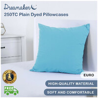 Dreamaker 250Tc Plain Dyed European Pillowcase - 65X65Cm Aqua