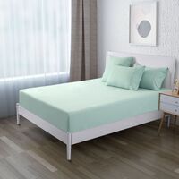 Dreamaker Plain Dyed 100Gsm Microfibre Fitted Sheet King Bed Duck Egg