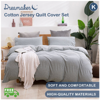 Dreamaker Cotton Jersey Quilt Cover Set Marle Grey - King Bed
