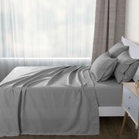 Dreamaker 1000Tc Ultra Soft  Flat Sheet Set Bed Microfibre Slateking Single Bed