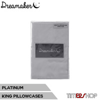 Dreamaker 1000TC Cotton Sateen King Pillowcase Twin Pack Platinum