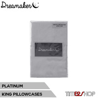 Dreamaker 1000Tc Cotton Sateen King Pillowcase Twin Pack Platinum