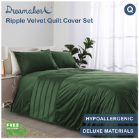 Dreamaker Ripple Velvet Quilt Cover Set Queen Bed Eden